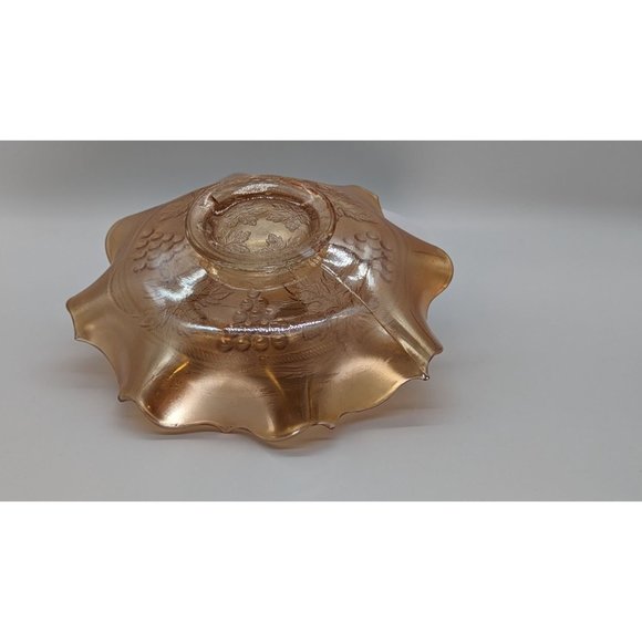 Fenton Grape and Cable carnival glass dish light marigold vintage - Picture 8 of 9